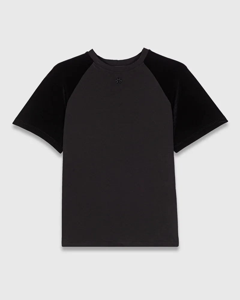 Maje T-Shirt Mit Samtärmeln - Schwarz Schwarz