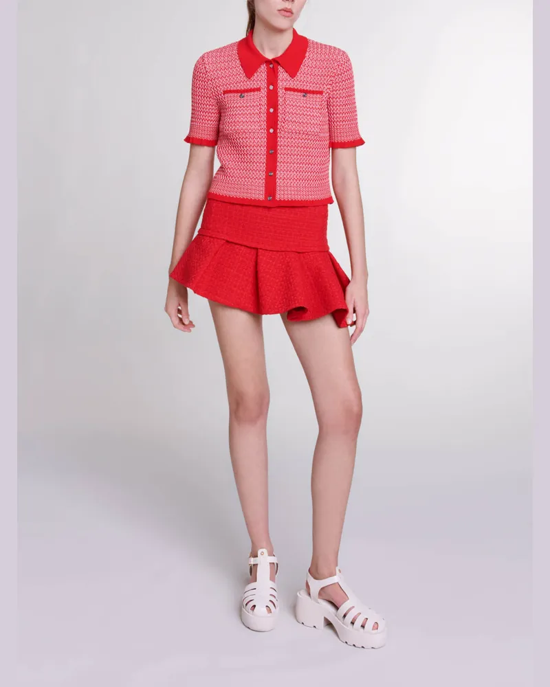 Maje Asymmetrischer Minirock Aus Tweed - Rot Rot