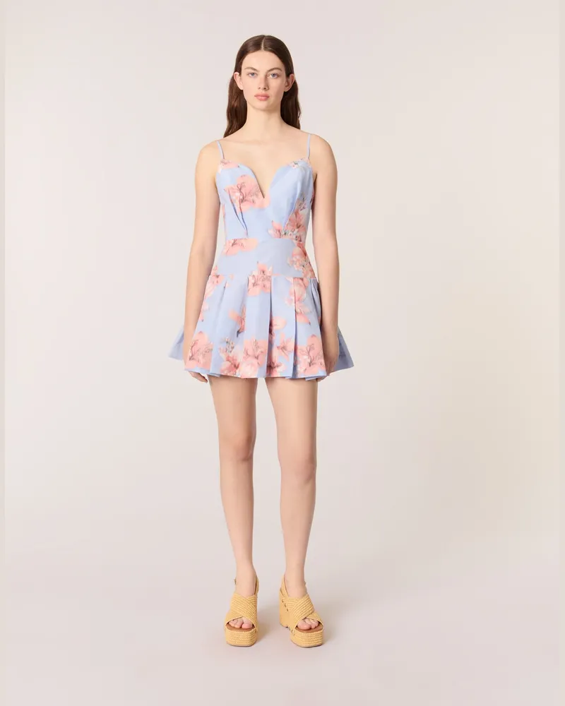 Maje Kurzes Taftkleid Mit Printmotiv - Imprime Fleur Orange Imprime