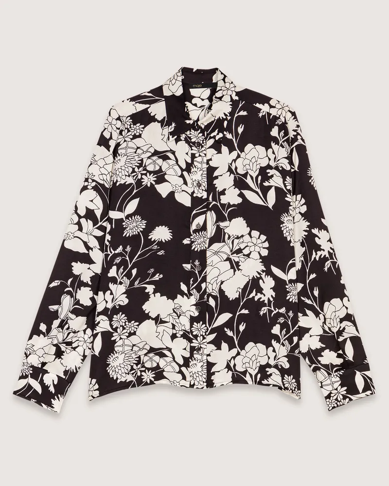 Maje Hemd Mit Blumenmuster - Imprime Floral Ecru Noir Imprime