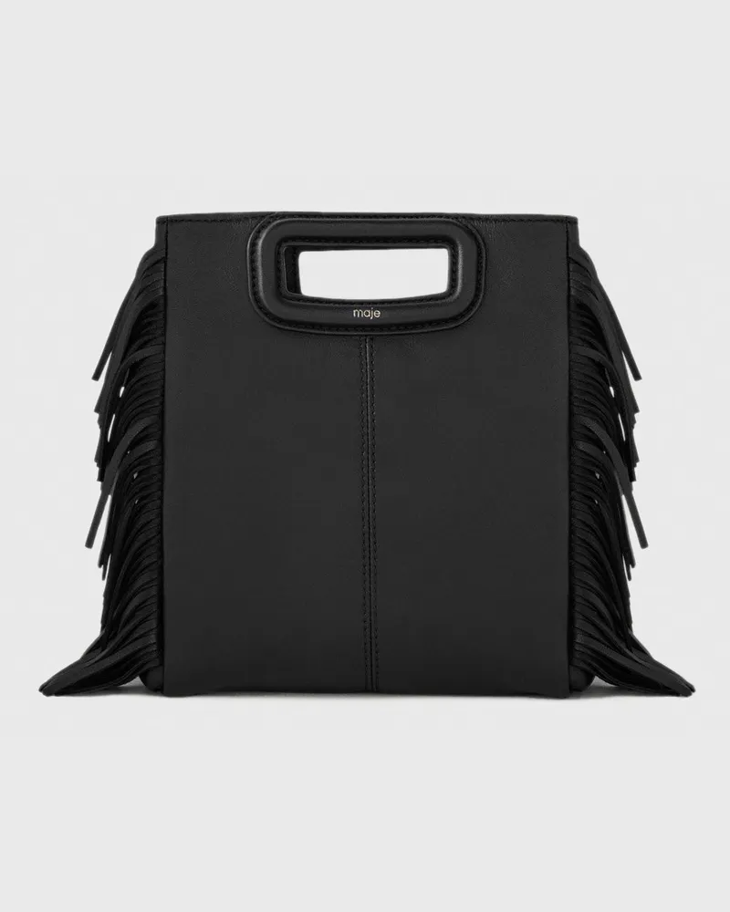 Maje M-tasche Aus Glattleder Mit Fransen - Schwarz Schwarz