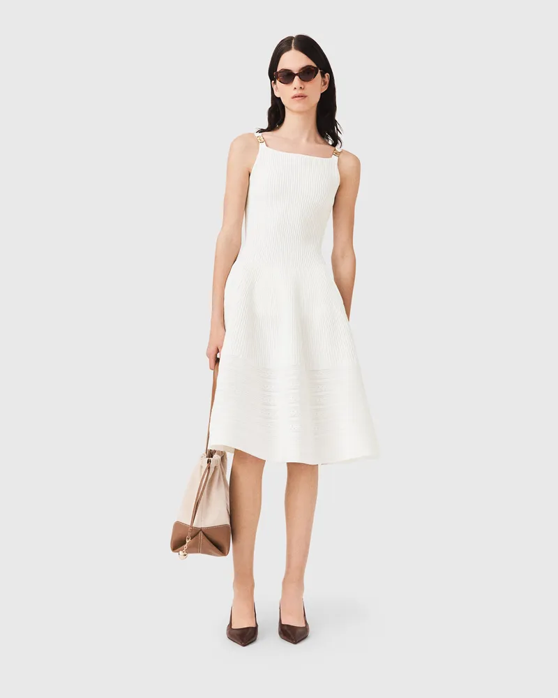 Maje Langes Strickkleid - Weiß Weiß