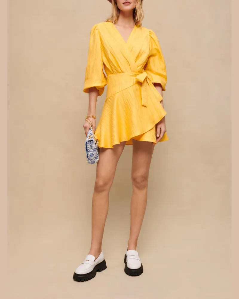Maje Wickelkleid Zum Binden - Gelb Gelb