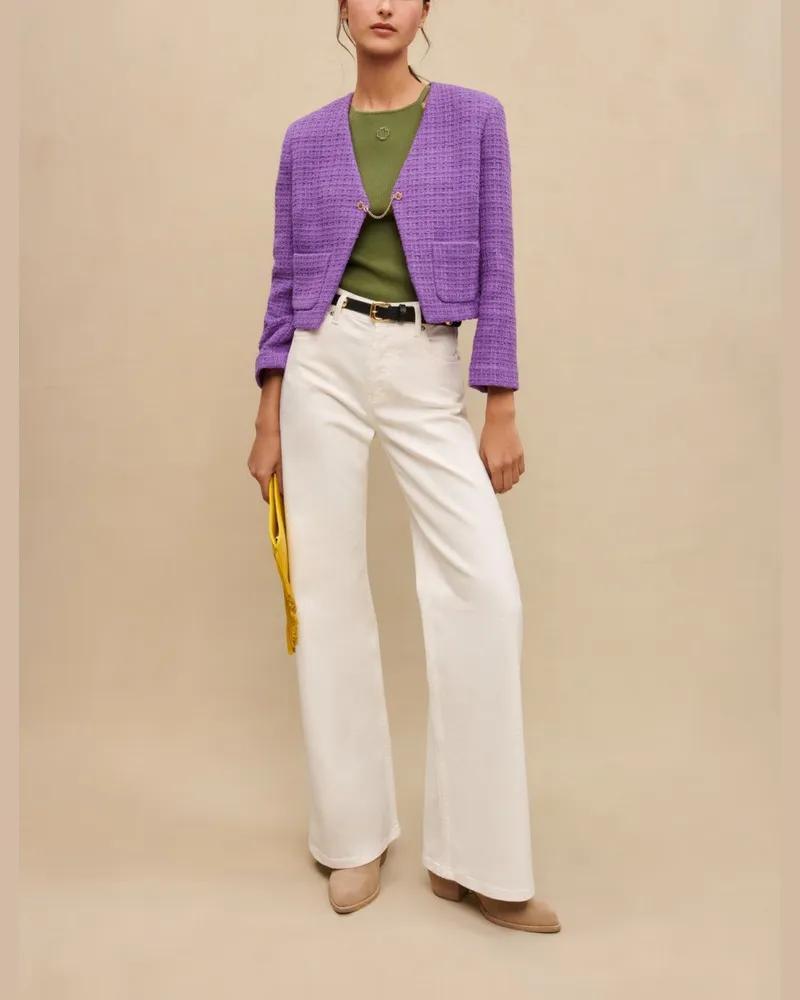 Maje Kurze Jacke Aus Tweed - Violett Violett