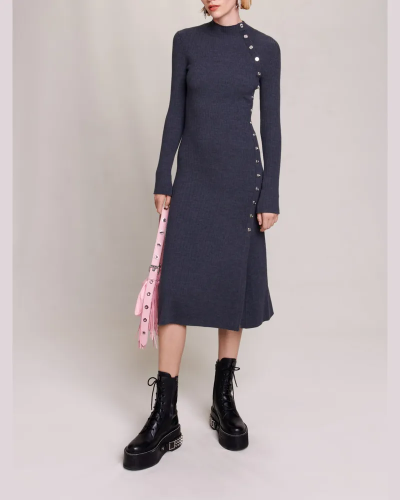 Maje Langes Strickkleid - Grau Grau