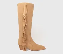 Westernstiefel Aus Veloursleder - Beige