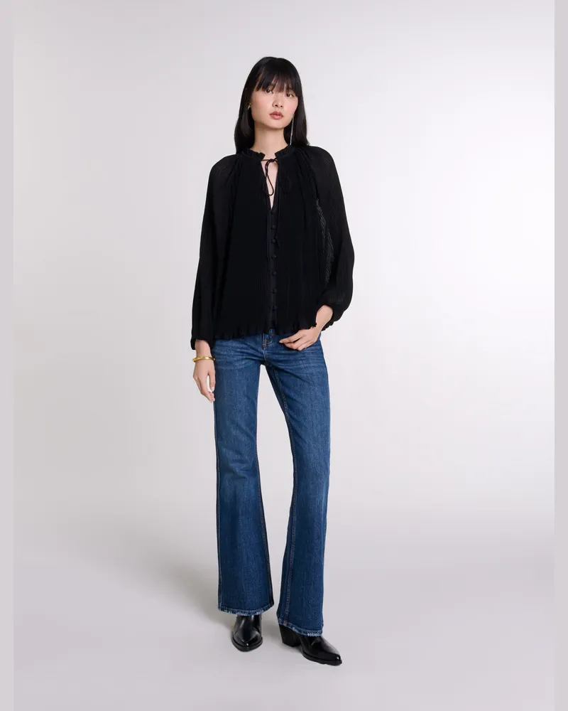 Maje Plissiertes Hemd - Festliche Kleidung - Schwarz Schwarz