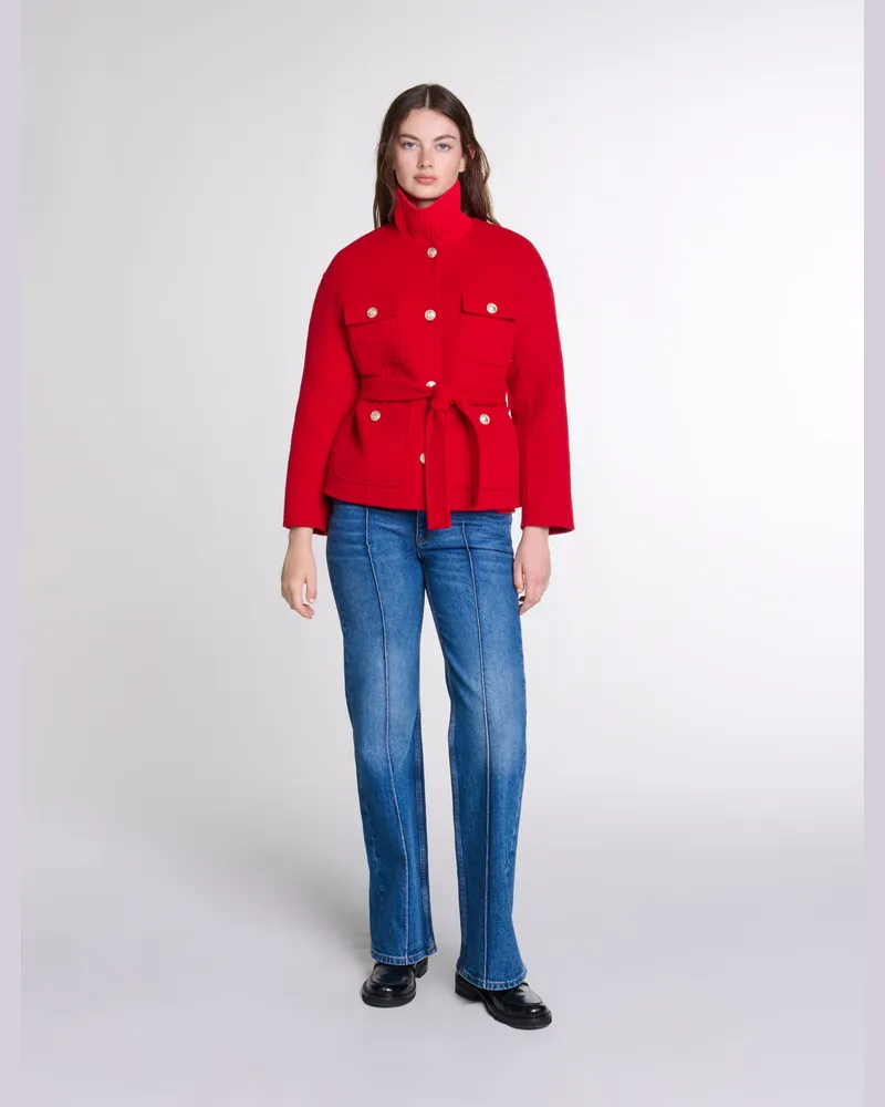 Maje Doubleface-jacke Mit Gürtel - Rot Rot