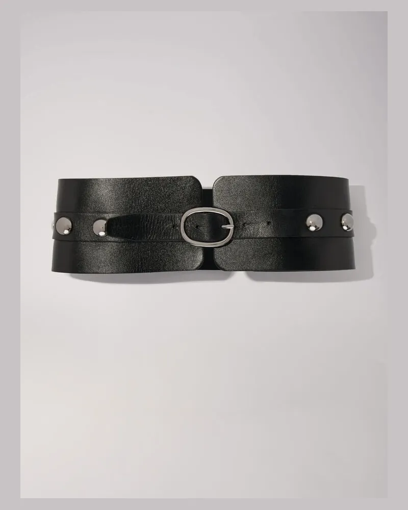 Maje Korsett-gürtel Aus Leder - Abendgarderobe - Schwarz Schwarz