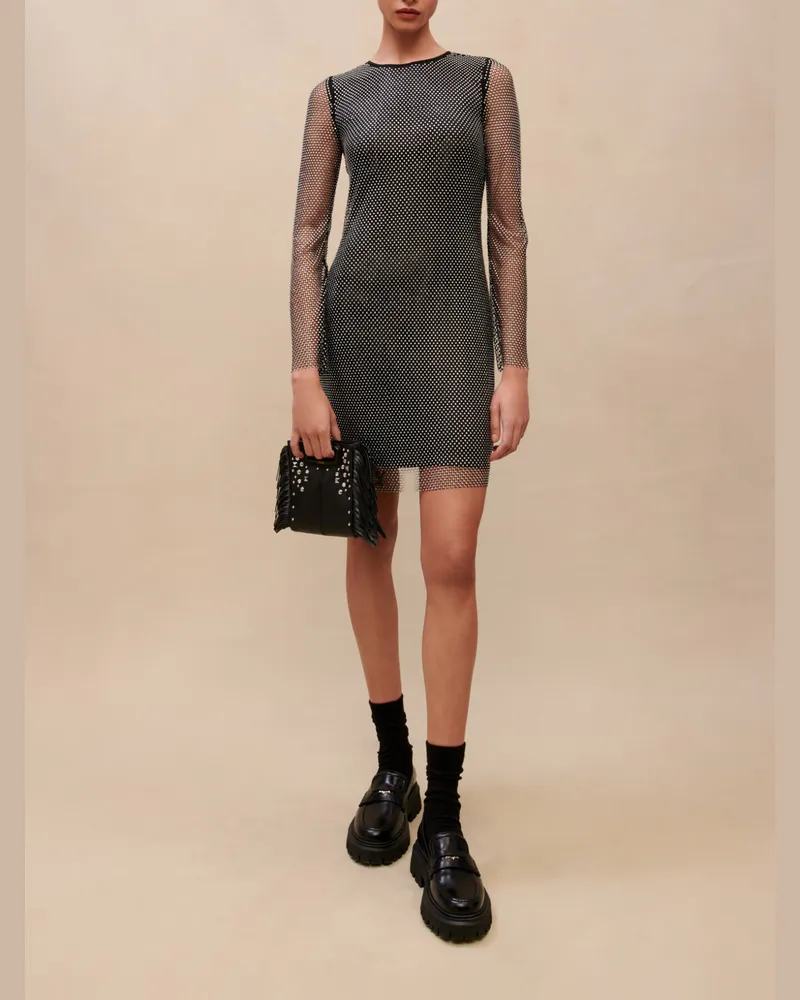 Maje Kurzes Strasskleid - Schwarz Schwarz