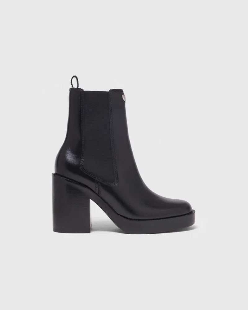Maje Leder-chelsea-boot Mit Absatz - Schwarz Schwarz