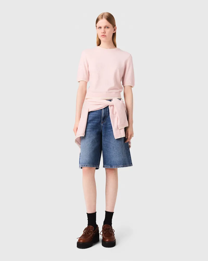 Maje Kurzarm-pullover Aus 100% Wolle - Rosa Rosa