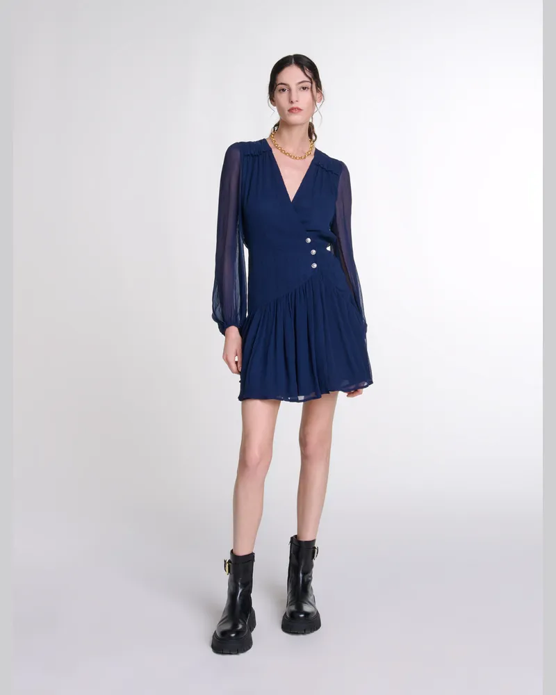 Maje Kurzes Kleid Mit Volants - Festliche Kleidung - Marineblau Marine