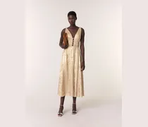 Langes Metallic-kleid - Golden