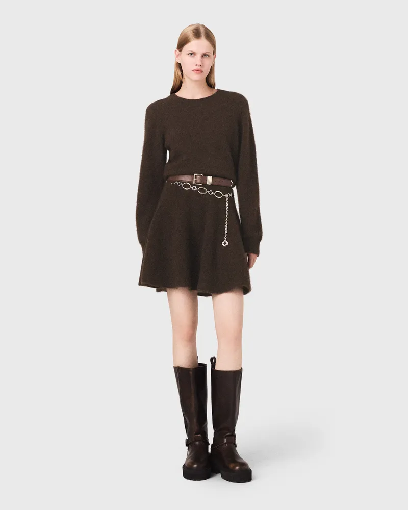 Maje Kurzes Kleid Aus Yak-melange - Dunkelbraun Dunkelbraun