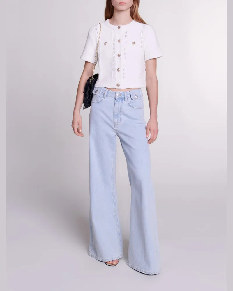 Maje Kurzärmeliger Strickcardigan - Weiß Weiß