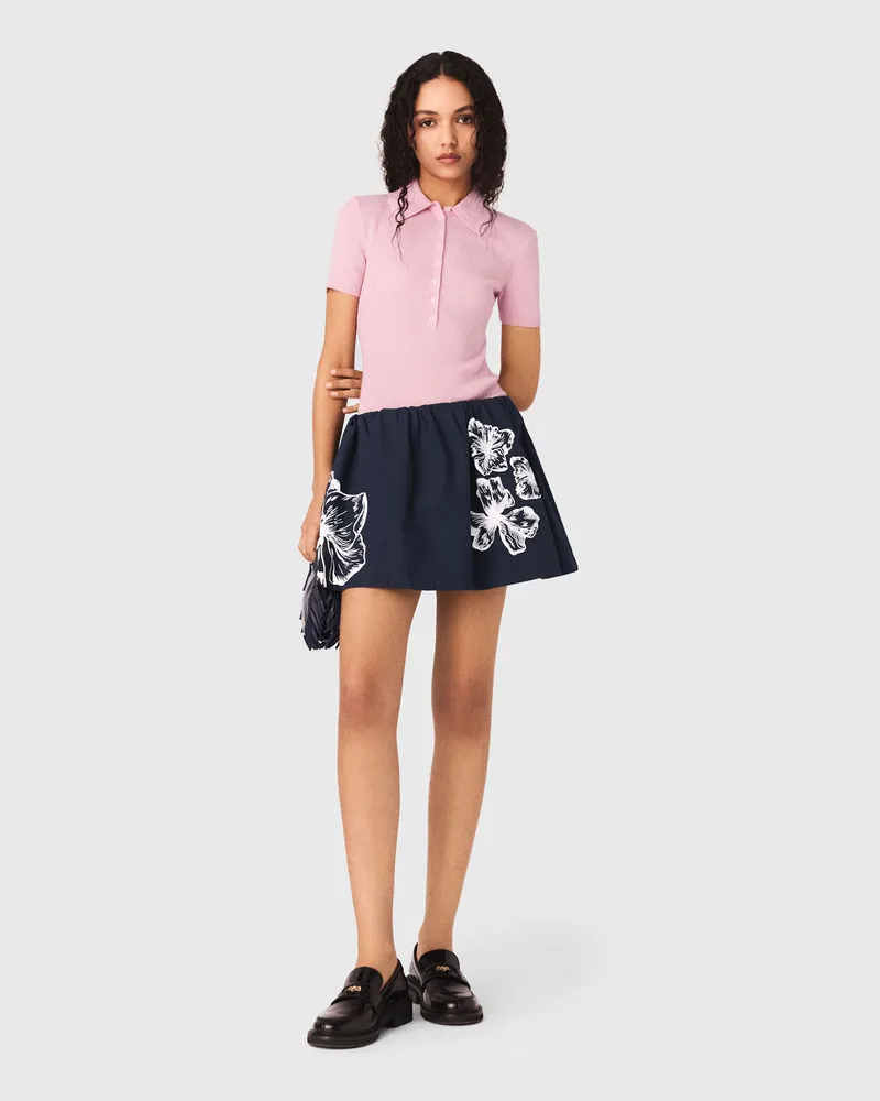 Maje Kurzer Baumwollrock - Marineblau Marine