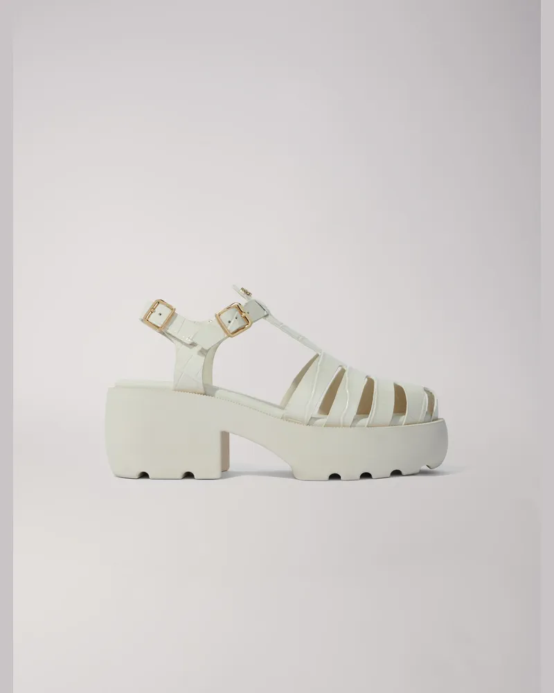 Maje Profilierte Ledersandalen - Ecru Ecru