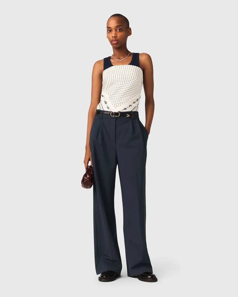 Maje Gestreifte Anzughose - Marineblau Marine