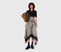 Bi-material-kleid Mit Print - Ecru Cravate Print