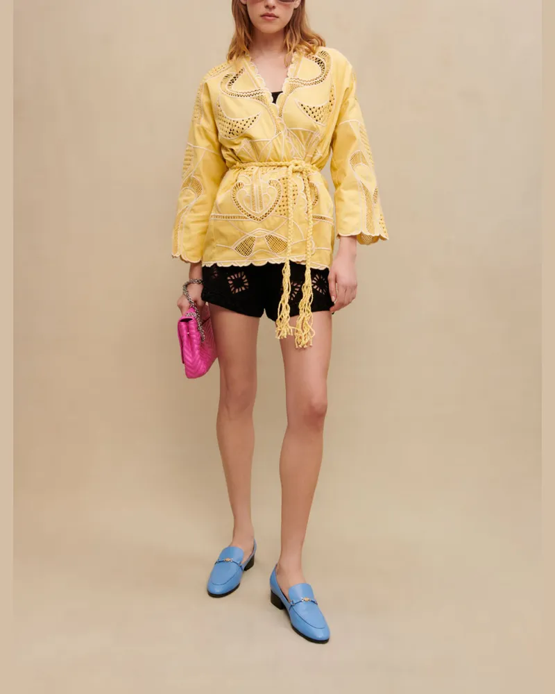 Maje Bestickte Kimonojacke - Bananengelb Bananengelb