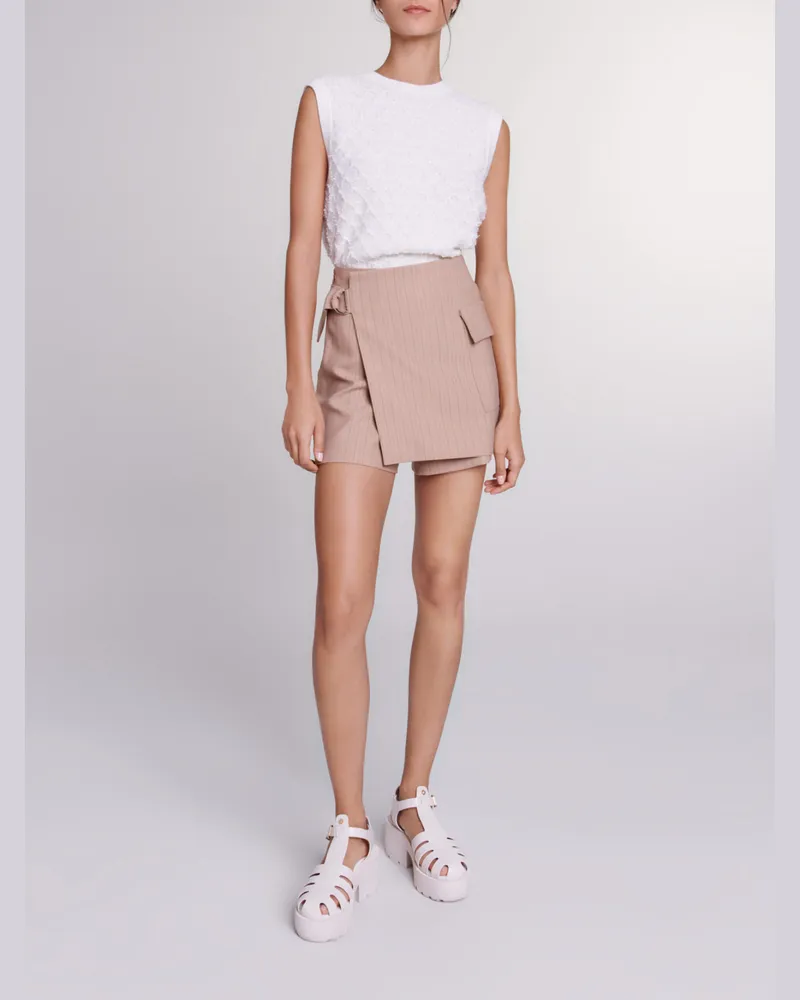 Maje Gestreifte Shorts Trompe-l'oeil - Beige Beige