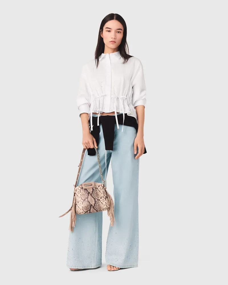 Maje Hemd Aus Baumwolle Mit Strass - Weiß Weiß