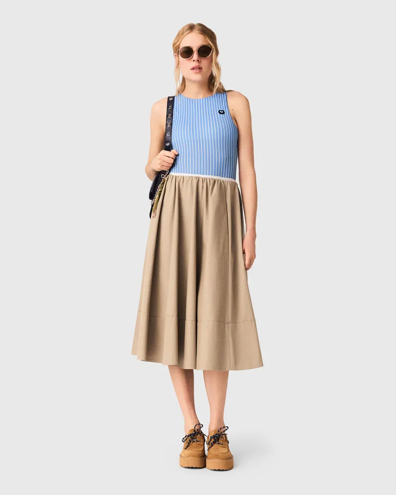 Maje Halblanger Baumwollrock - Beige Kitt