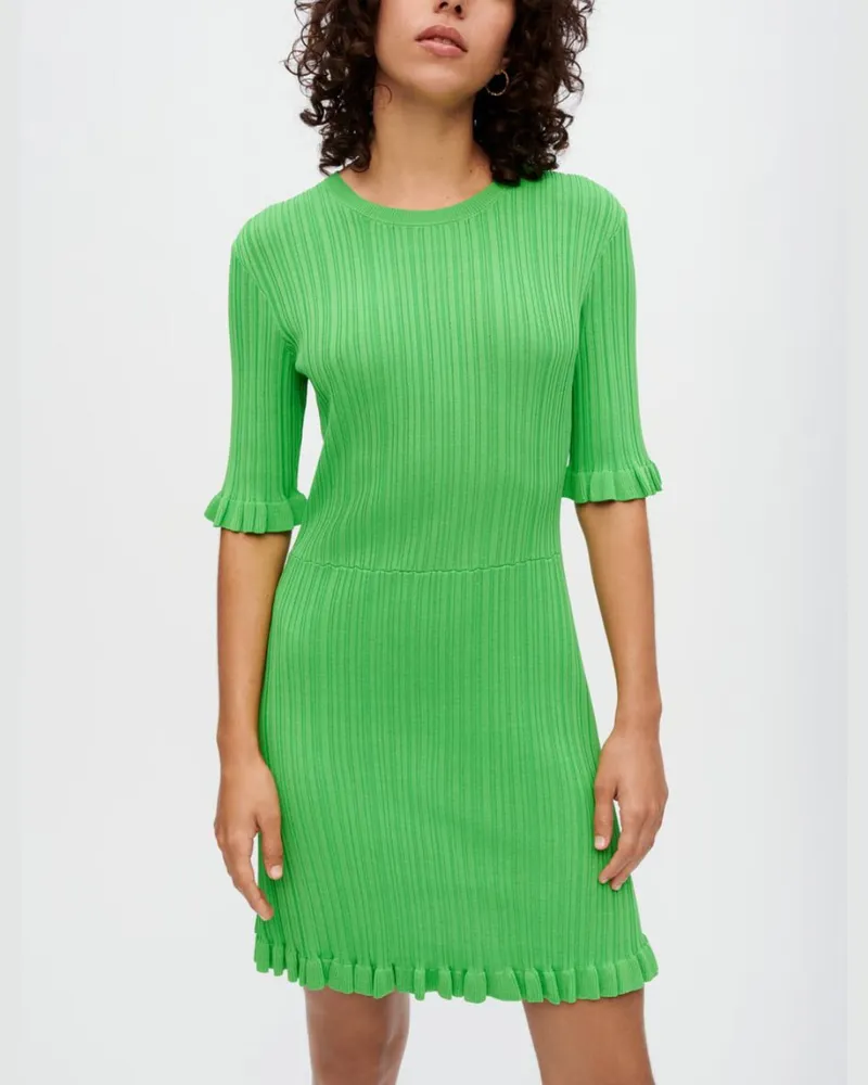 Maje Strickkleid Mit Volants - Grün Grün