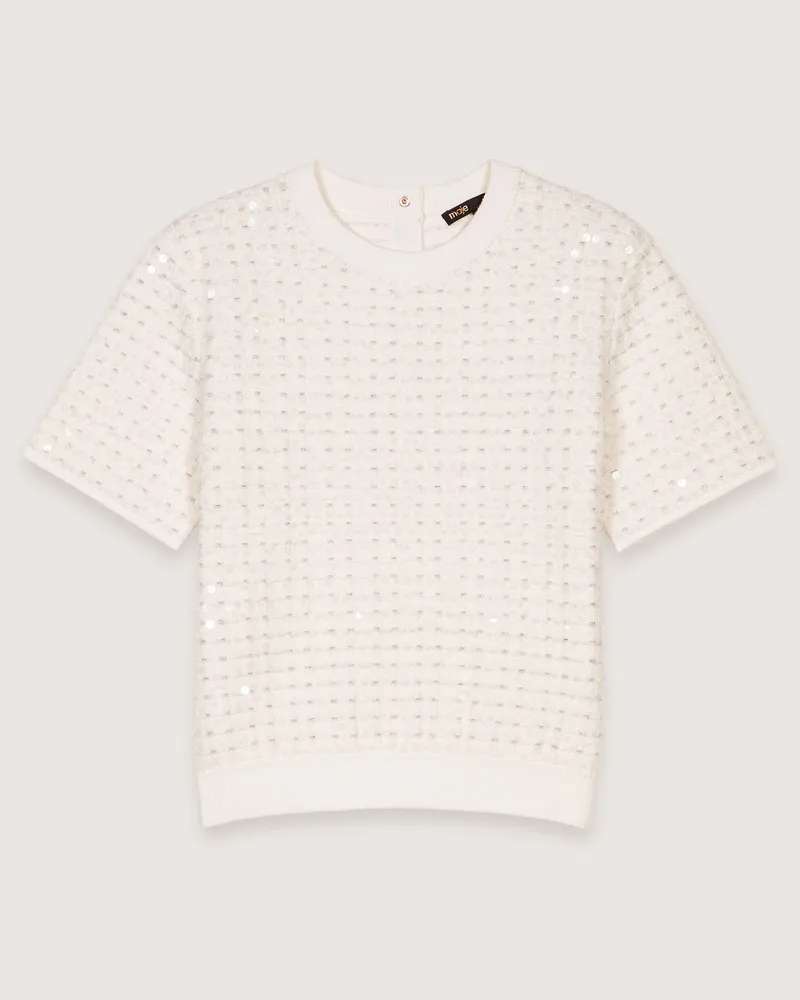 Maje Kurzarm-strickpullover - Ecru Ecru