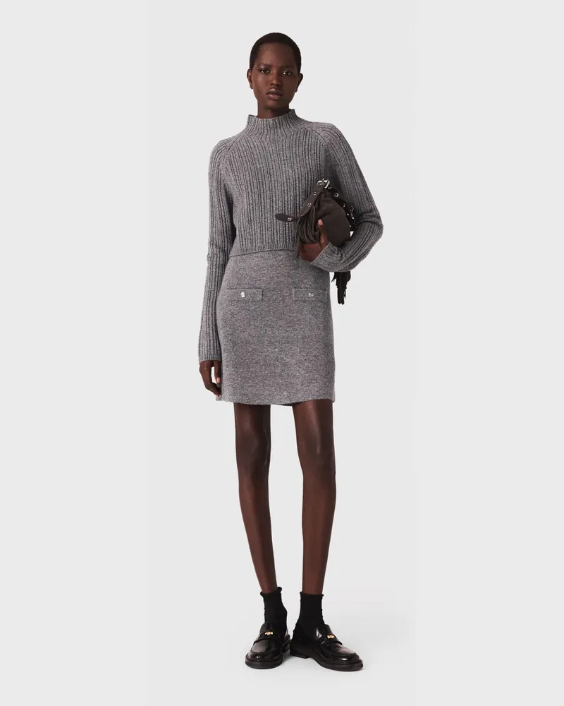 Maje Strickkleid Mit Abnehmbarem Pullover - Grau Grau