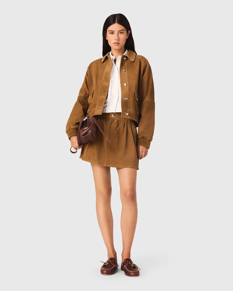 Maje Wildlederblouson - Kamel Kamel