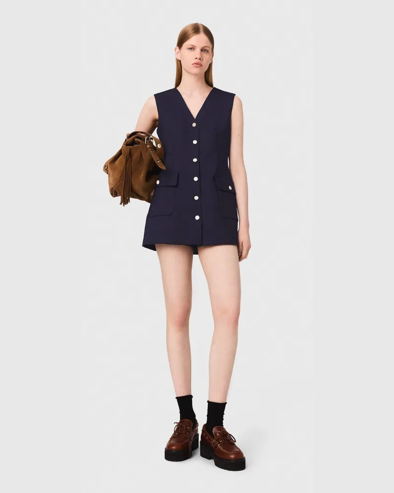 Maje Wickelkleid Aus Wollmischung - Marineblau Marine