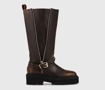 Bikerstiefel Aus Leder - Dunkelbraun
