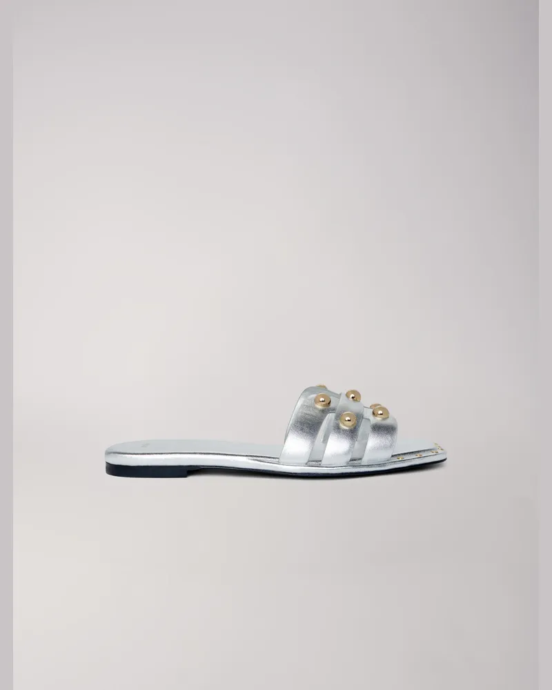 Maje Pantoletten Mit Nieten - Silber Silber