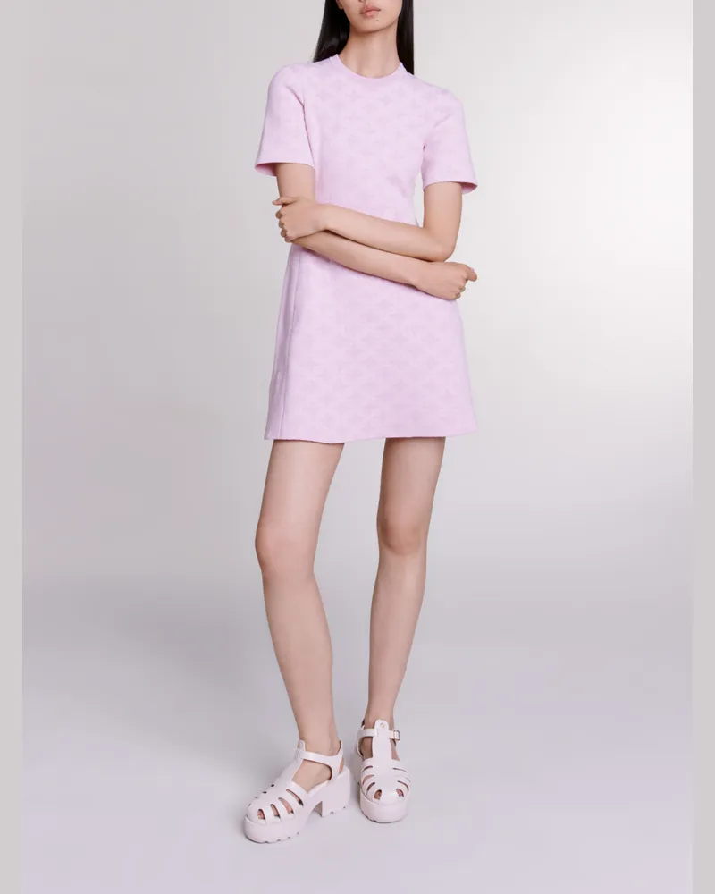 Maje Kurzes Kleid Aus Strickjacquard - Blassrosa Blassrosa