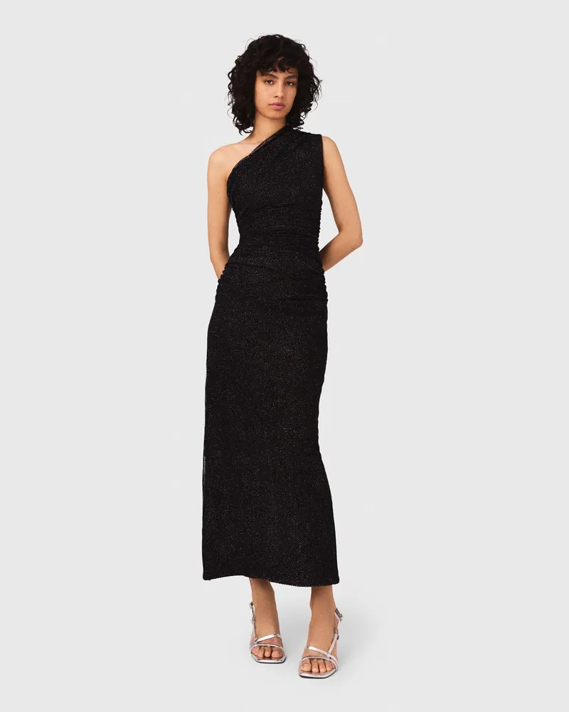 Maje Asymmetrisches Kleid Mit Strass - Schwarz Schwarz