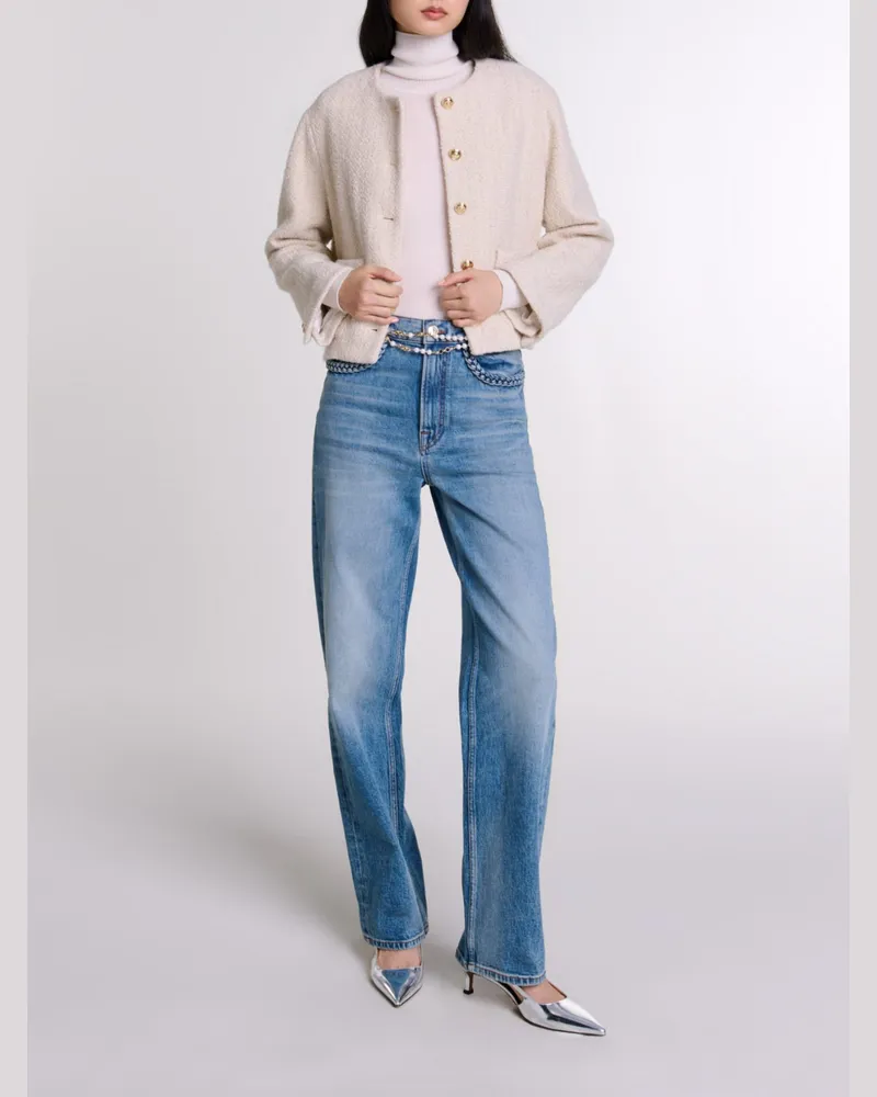 Maje Kurze Tweed-jacke - Ecru Ecru