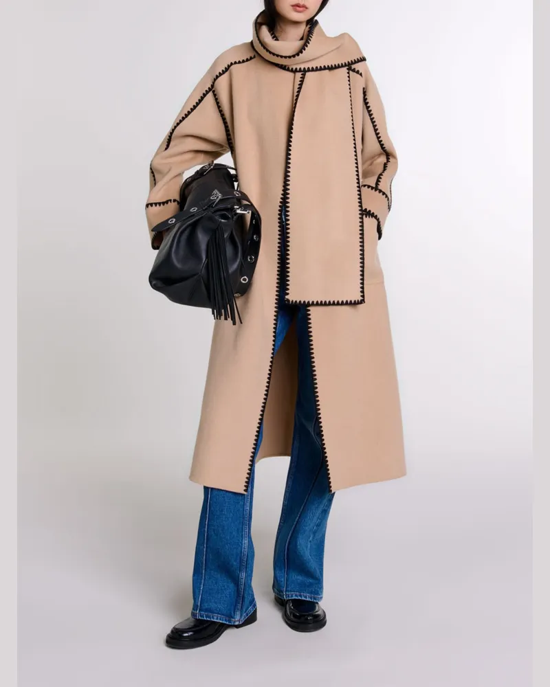 Maje Zweifarbiger Doubleface-mantel - Camel/noir Camel