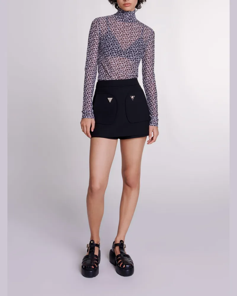 Maje Halbdurchsichtiges Top - Schwarz / Weiß Schwarz