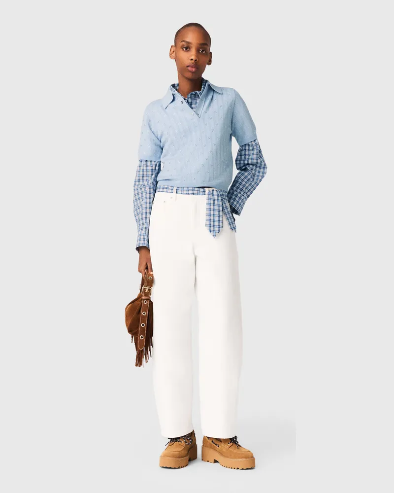 Maje Kurzer Pullover Mit Strass Vorne - Blau Himmelblau