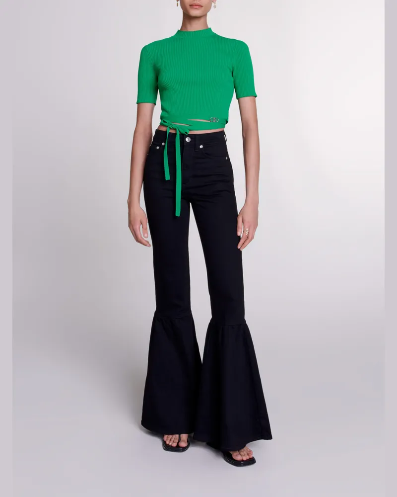 Maje Kurzes Strick-top Zum Binden - Grün Grün