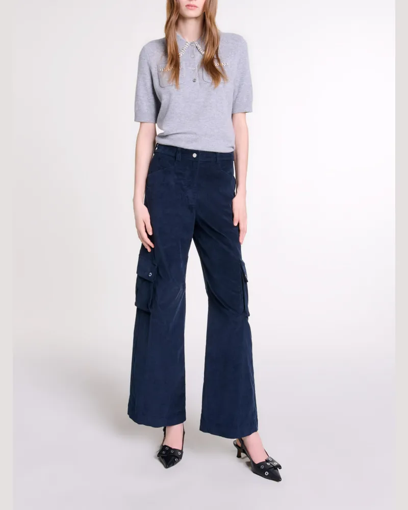 Maje Cargohose Aus Velours - Marineblau Marine