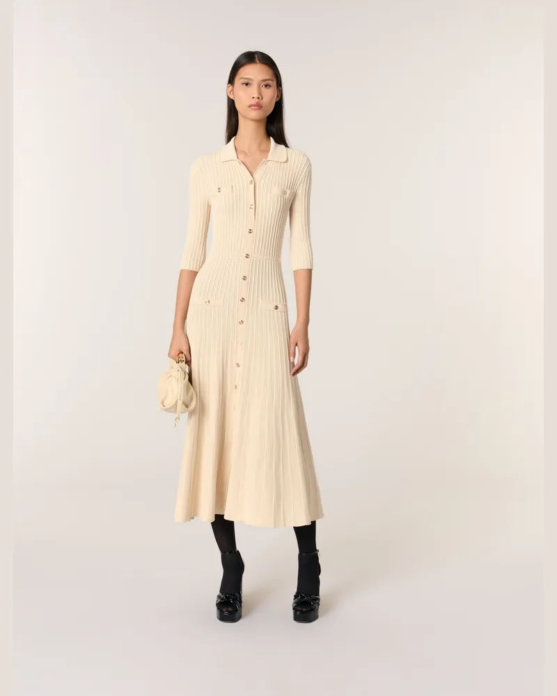 Maje Midi-strickkleid Mit Pailletten - Beige Beige