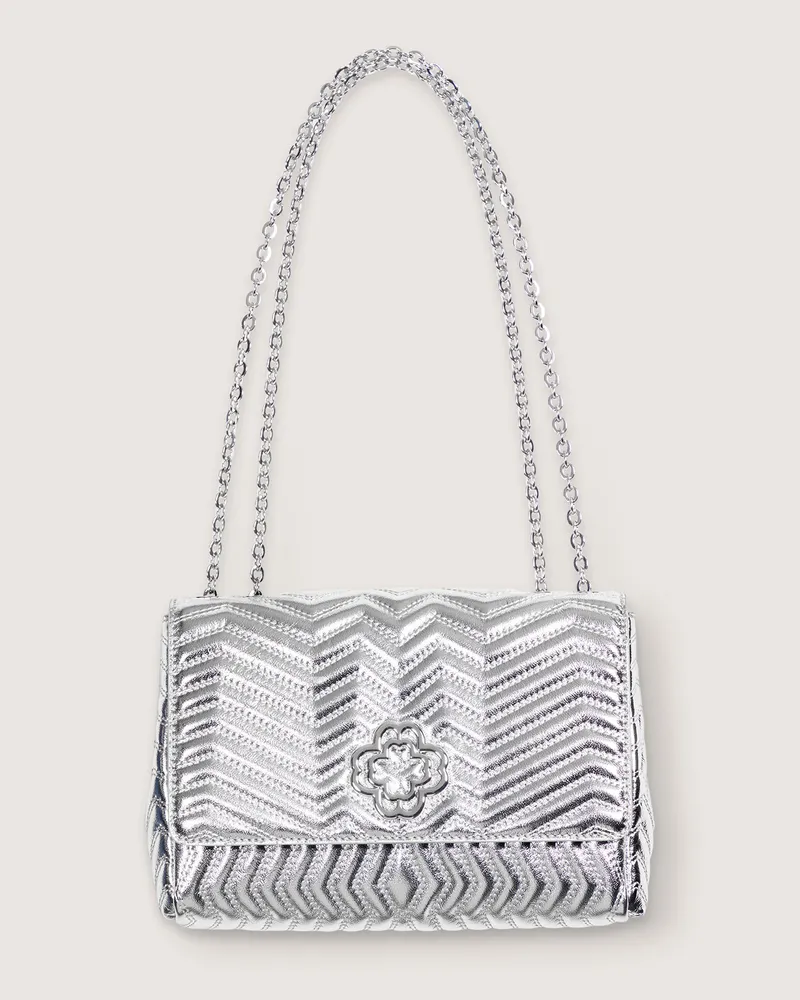 Maje Metallisch Lederne Tasche - Silber Silber
