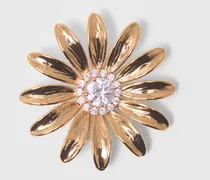 Goldene Blumenbrosche Mit Strass - Golden