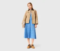 Jeansjacke Mit Plissee Am Rücken - Beige