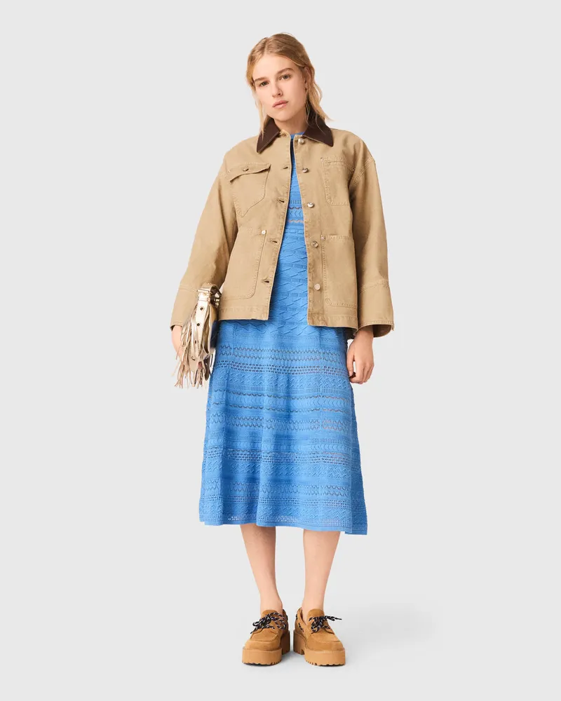 Maje Jeansjacke Mit Plissee Am Rücken - Beige Beige