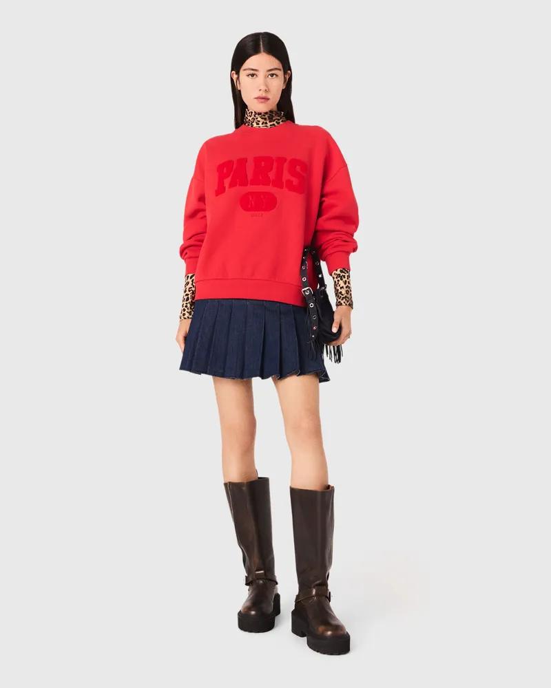 Maje Sweatshirt Mit Schriftzug Paris Ny - Rot Rot