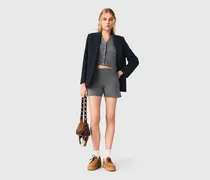Shorts Aus Strick Mit Strass - Grau